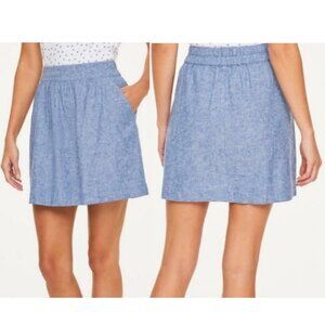 LOFT Chambray Blue Skirt Size XL High Waist Pleated A-Line
